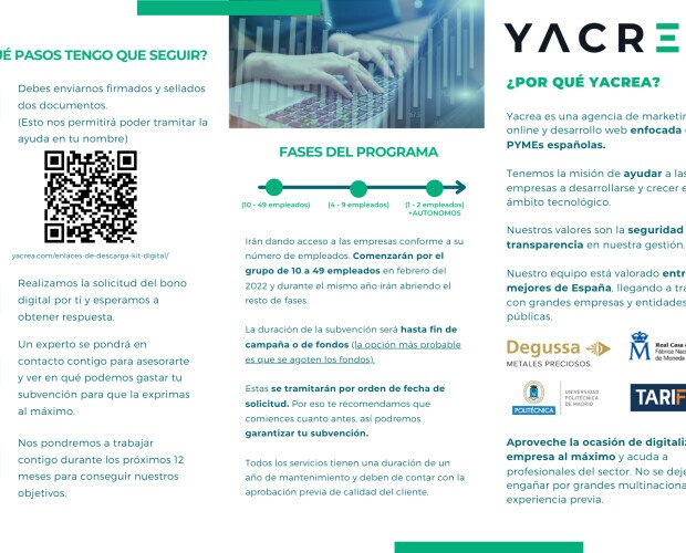 Kit digital Yacrea. Pasos a seguir para tramitar el kit digital con nosotros