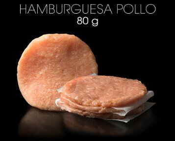 Hamburguesa de pollo. Hamburguesa de pollo de 80 gramos