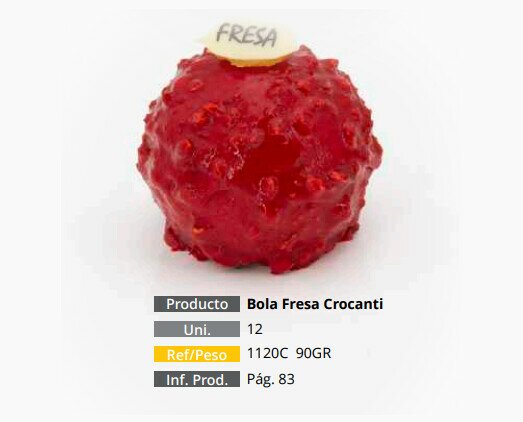 Bola Fresa Crocanti. Bola Fresa Crocanti. Caja de 12 unidades